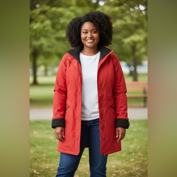 ENSIGN LONDON 3/4 Red & Black Drawstring Coat, GUC - Picture 5 of 14